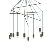 Sospensione Moderna Pop Metallo Nero 10 Luci E27