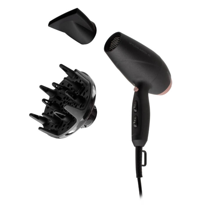 Asciugacapelli professionale ionico 2200W con diffusore e concentratore, 3 temperature e aria fredda cavo 3 m - Sogo