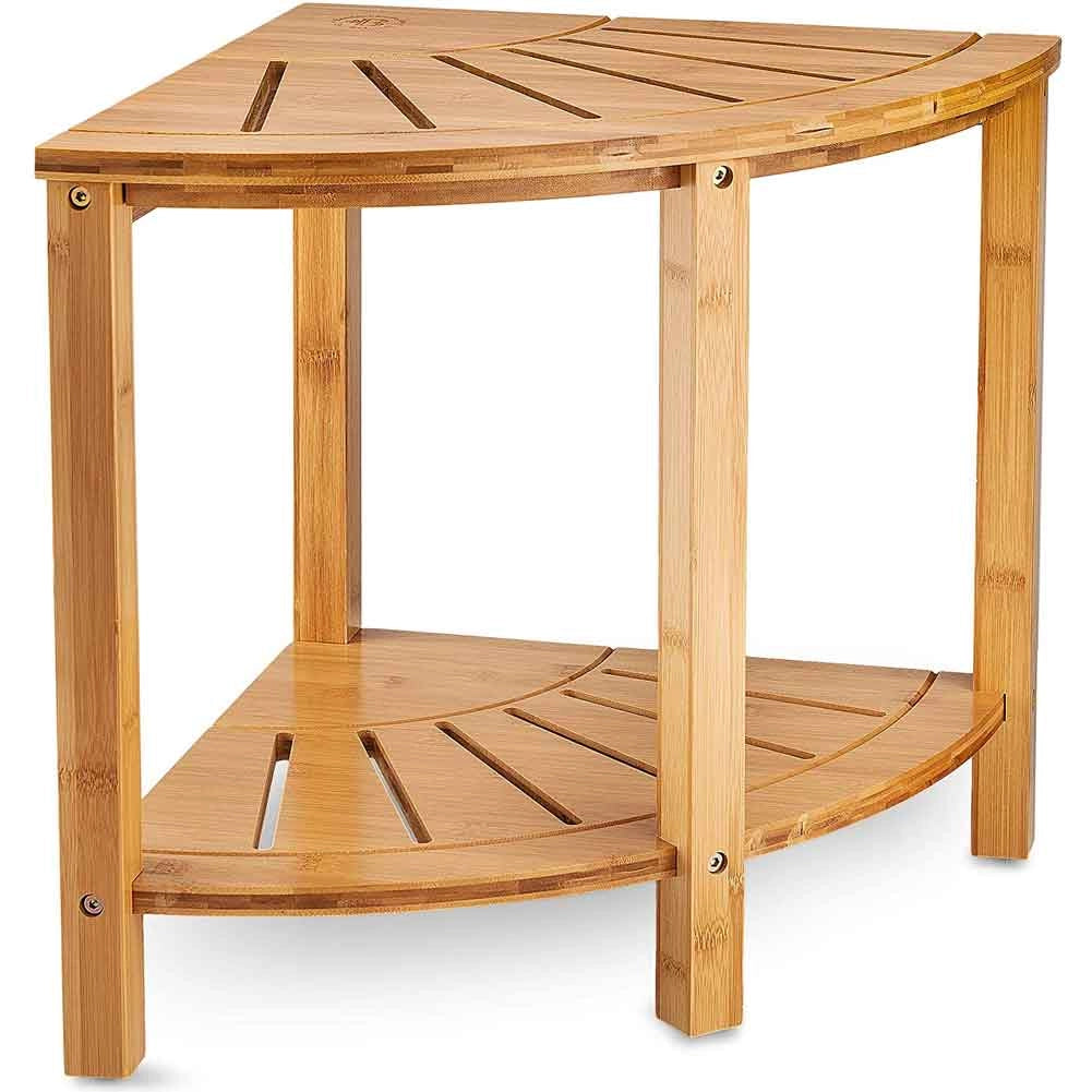 Scaffale in Legno Bambù 40x40 H 43 cm Multiuso 2 Ripiani Camera Ingresso Bagno