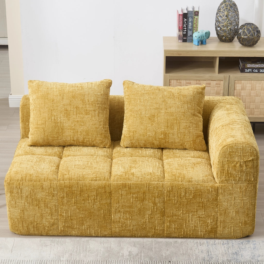 Divano 2 Posti con Cuscini e Tasche Laterali ¨C MINIMAL ¨C Giallo, Morbido