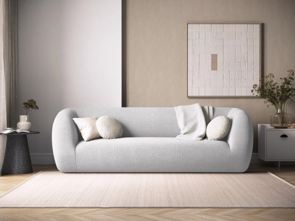 Cosmopolitan Design - Divano "Essen" 3 posti in bouclé grigio chiaro 