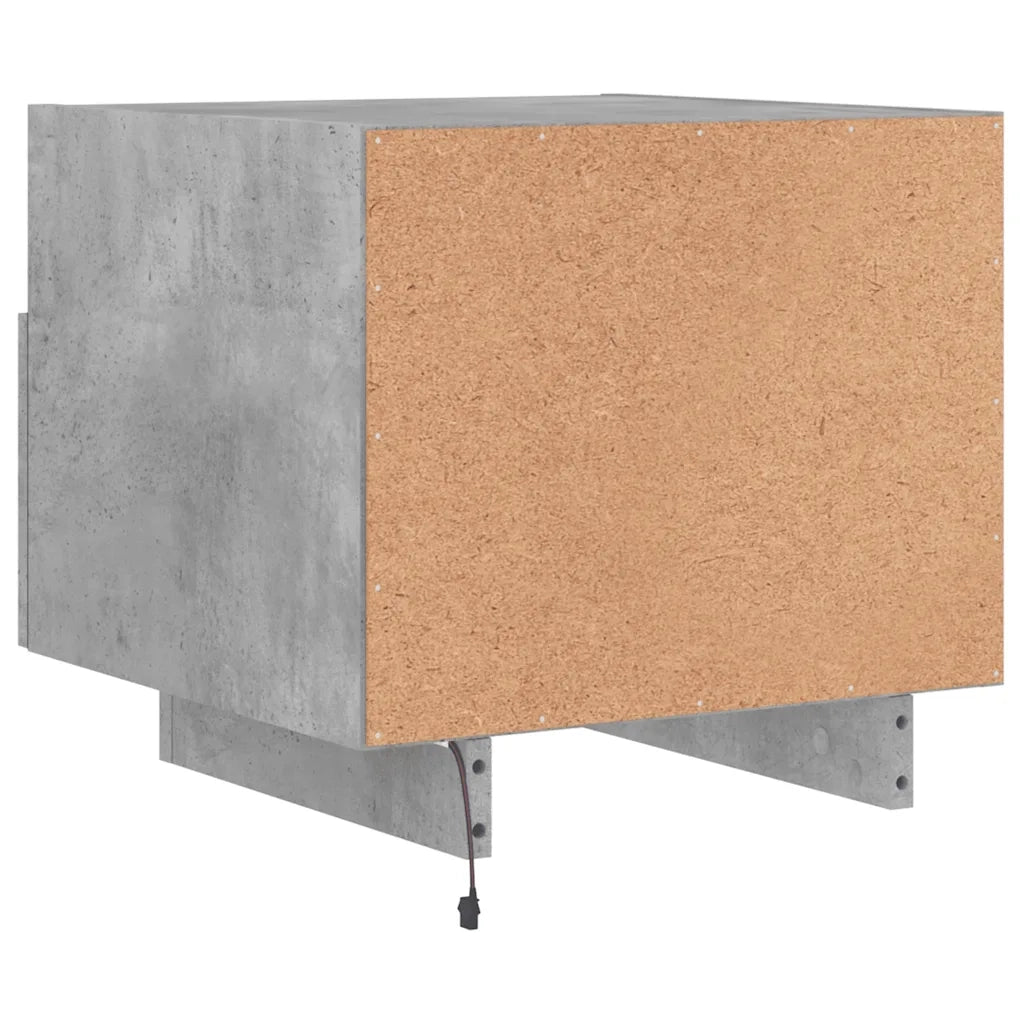 Comodino con Luci LED-Tavolino da notte Grigio Cemento 40x39x37 cm