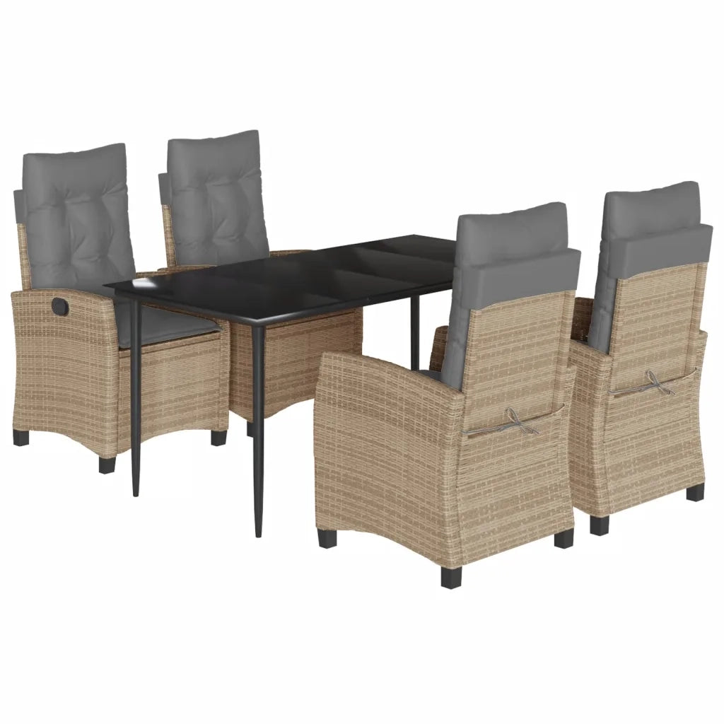 Set Pranzo da Giardino 5 pz con Cuscini Beige Misto Polyrattan