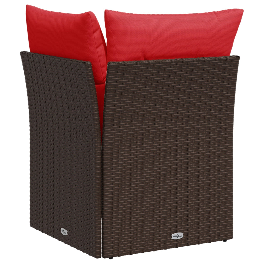 Divano da giardino angolare con cuscini marrone in polyrattan 366239