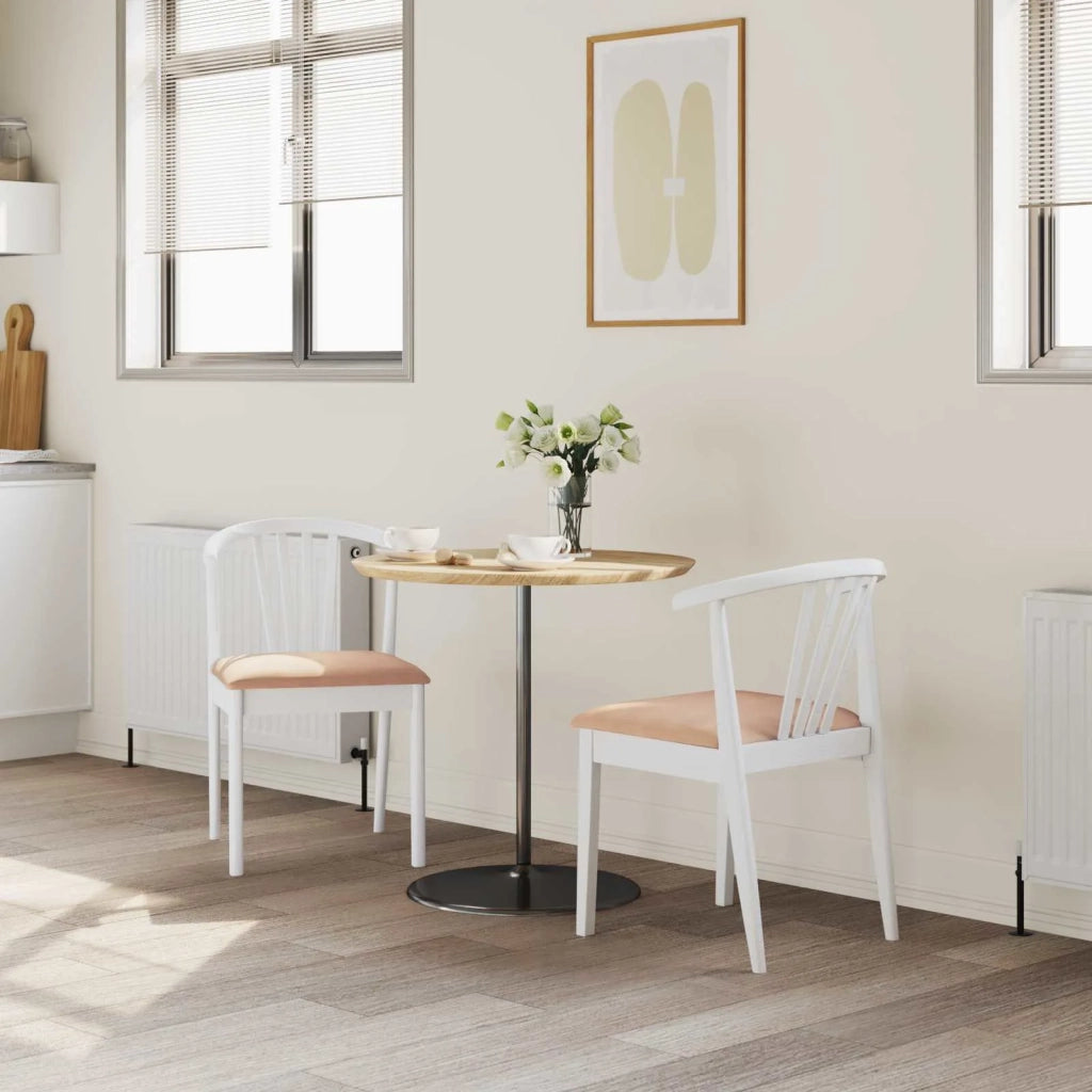 Sedia da pranzo 2 pcs Bianco e marrone Legno di gomma massiccio 42020400