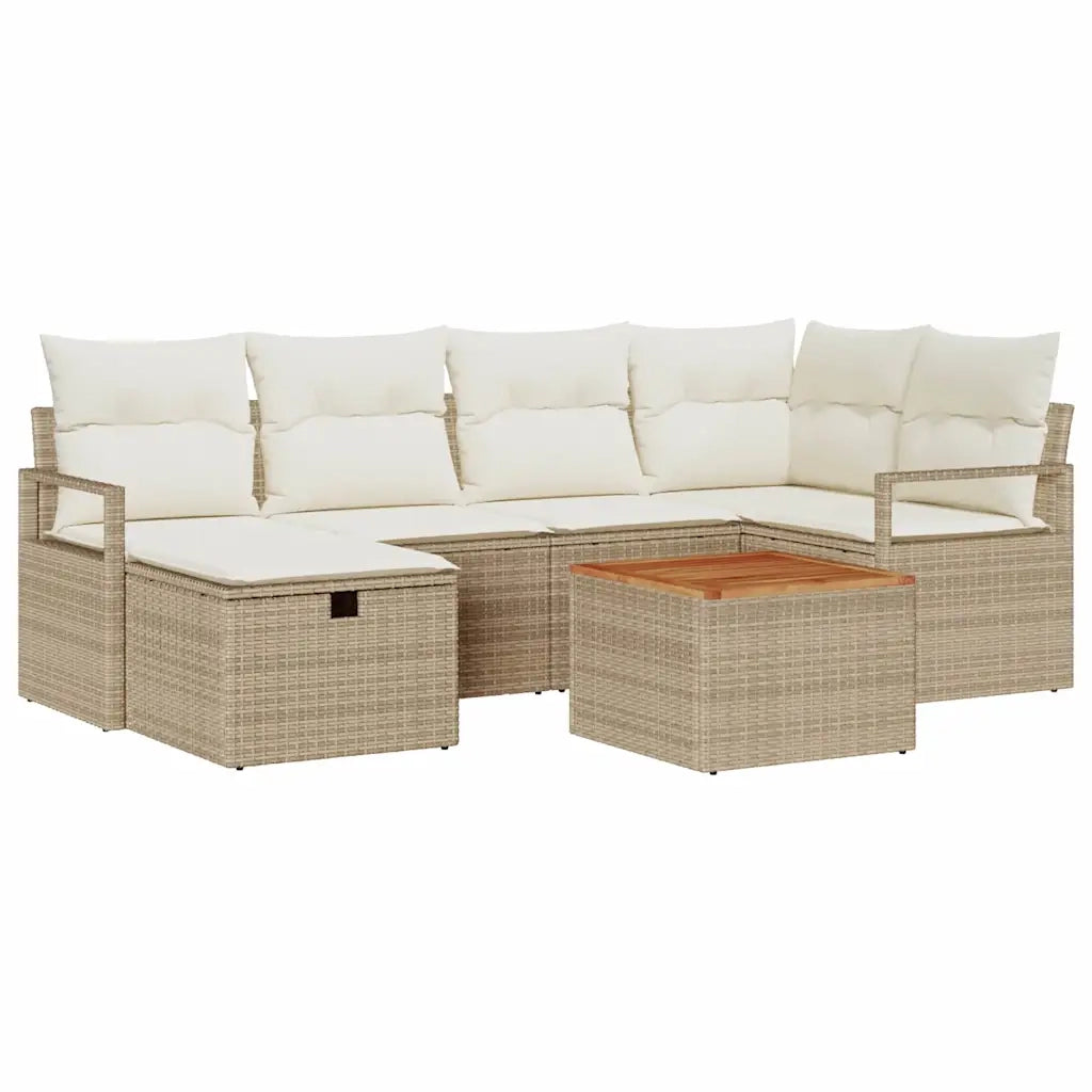 Set Divano da Giardino con cuscino 7 pcs Beige Poly Rattan 3360872
