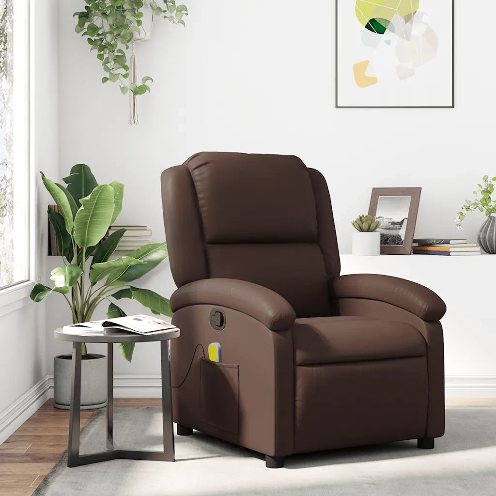 Poltrona Massaggiante | Sedia Relax Reclinabile marrone in Similpelle