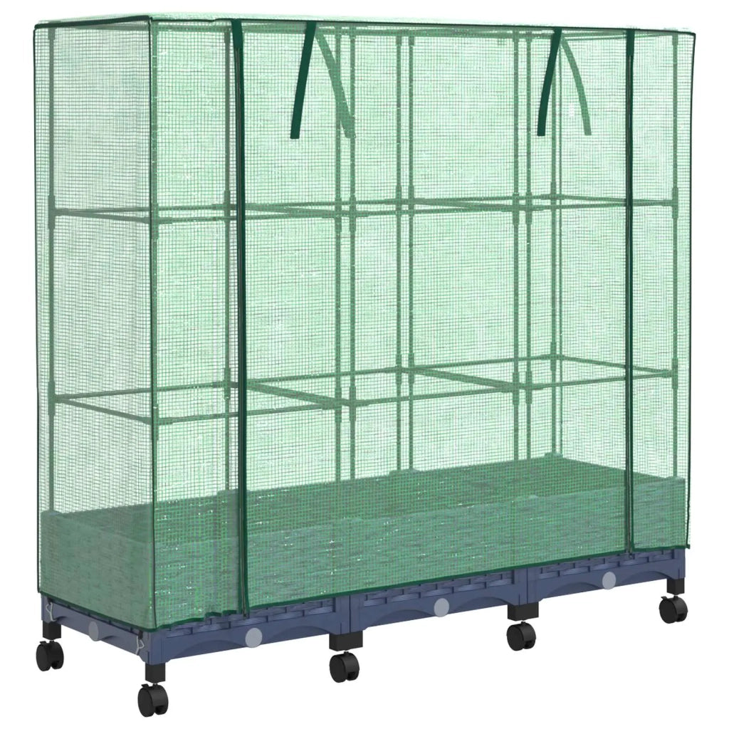Vaso da Giardino con Copertura per Serra e Ruote 3 pz PP 3423063