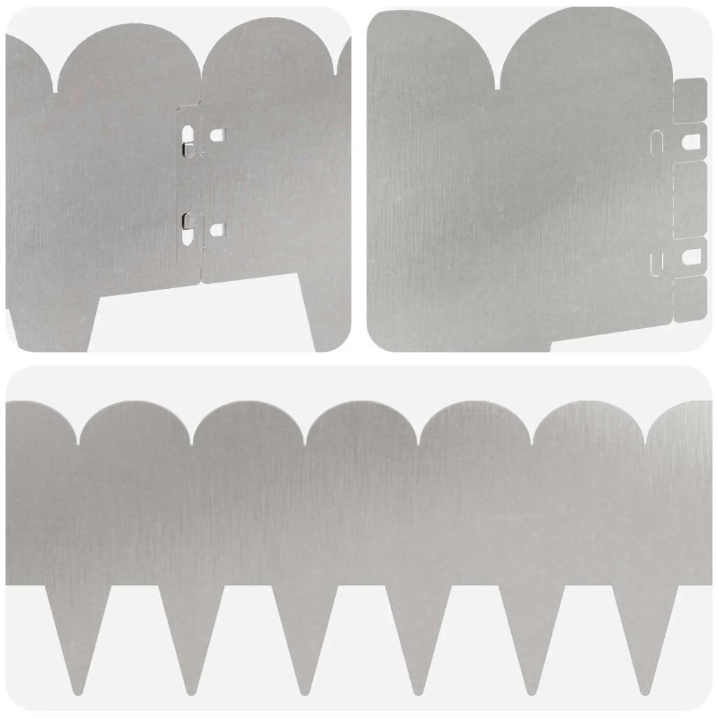 Bordura per Prato 20 pcs 103 x 20 cm Acciaio Argento 8008685