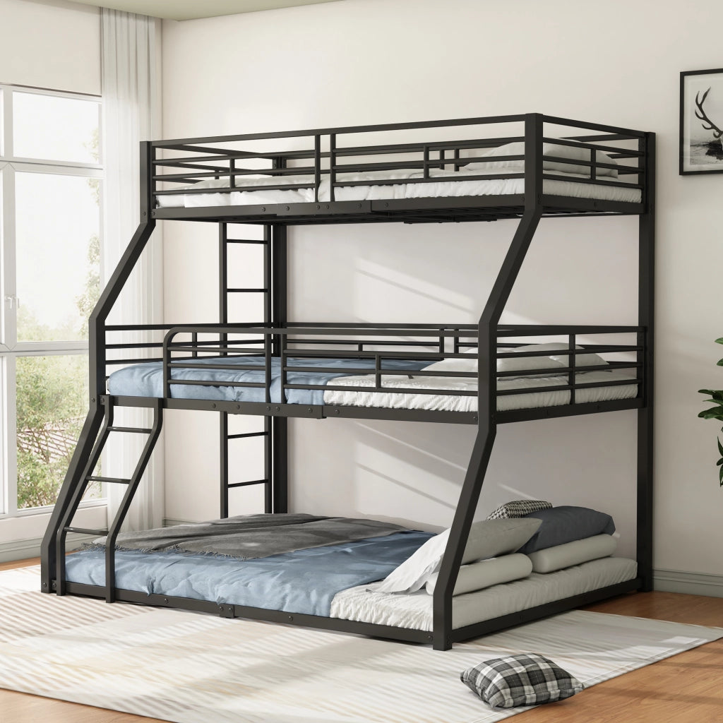 Letto a castello triplo funzione riposo metallo 90x200 cm