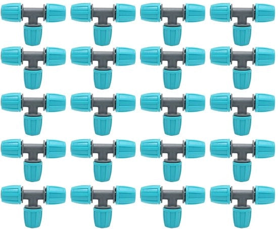 Connettori di irrigazione a gocce 20 pezzi - 16mm pezzo T - connettore per giardino - coltivazione - case verdi - materiale PE - peso 550g - connettore per giardino