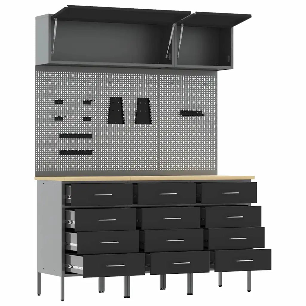 Set di mobili da lavoro con cassetto 8 pcs Nero 3321438