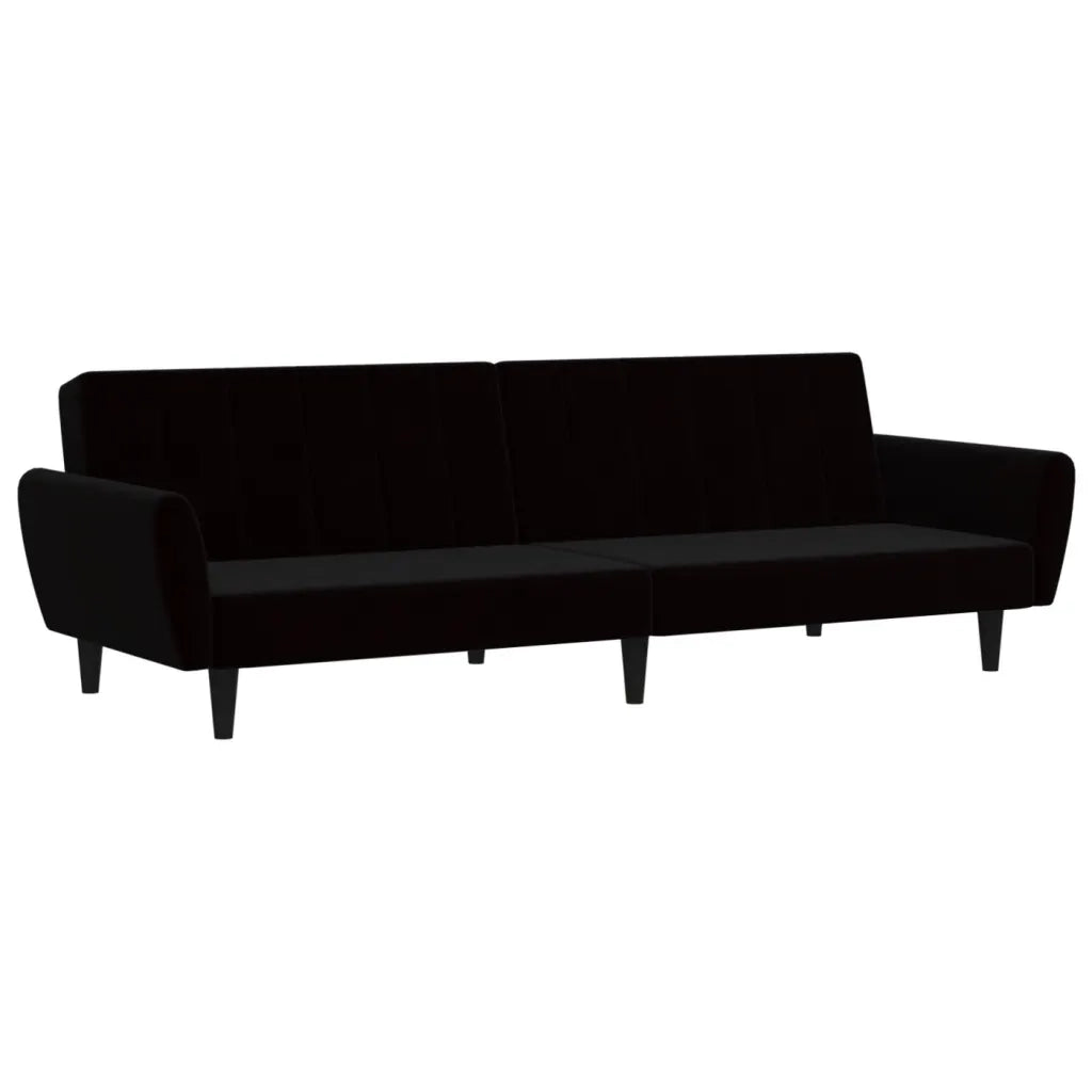 Divano Letto a 2 Posti-Sofa Letto 2 Posti-Daybed Nero in Velluto 155187