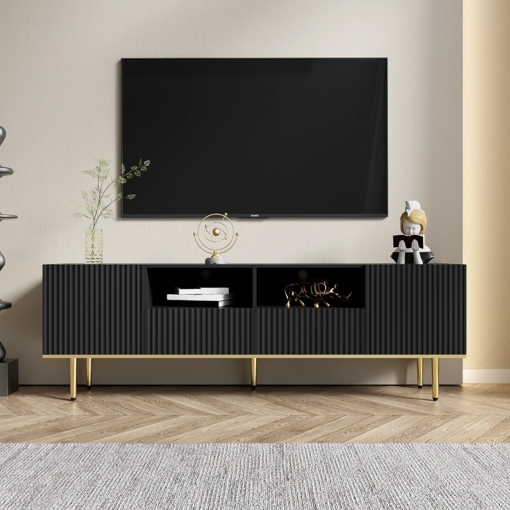 Cassettiera per TV nera in truciolare lunga 165 cm