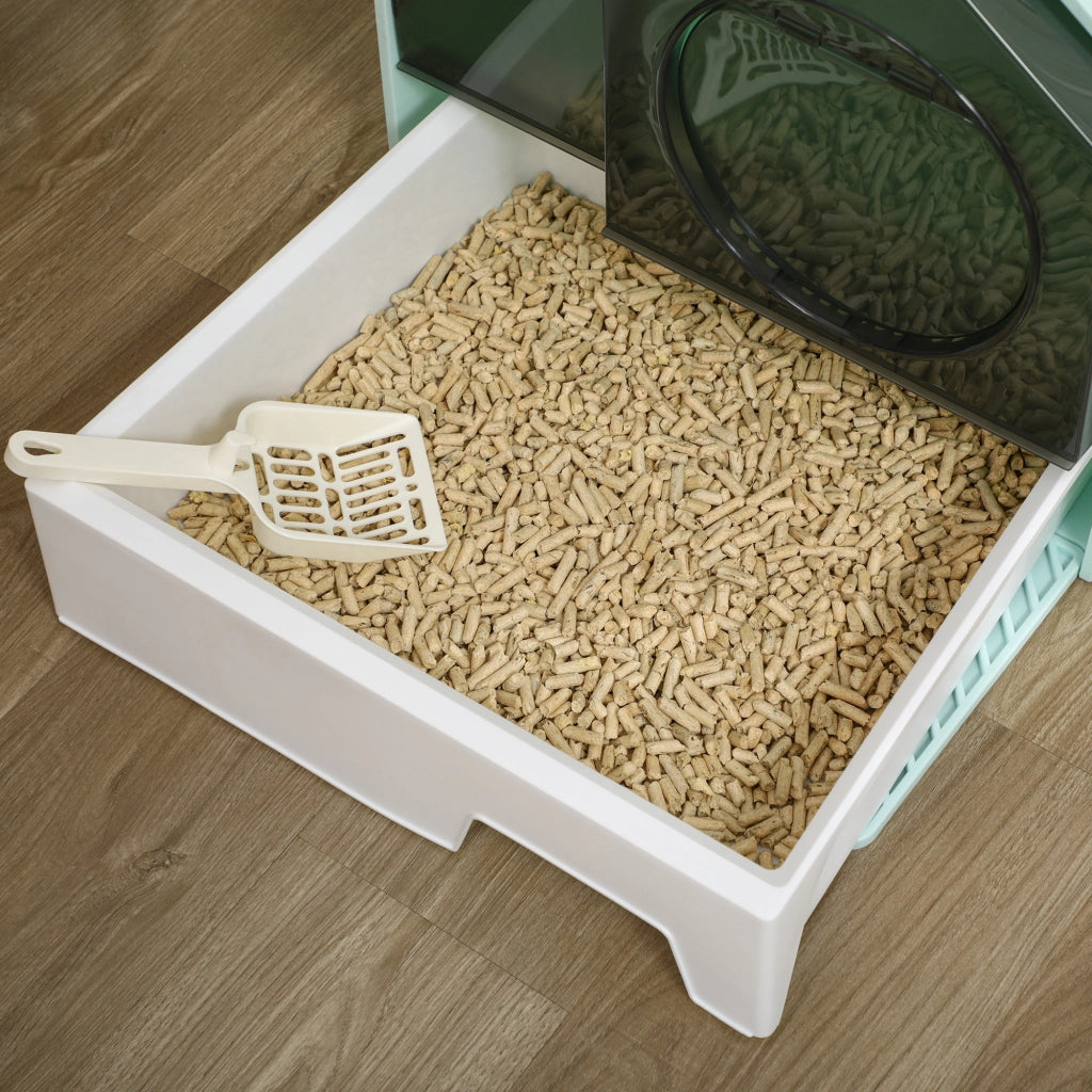 Casetta per Gatti con Vassoio Estraibile ¨C Minimal ¨C 47x45x42 cm Turchese