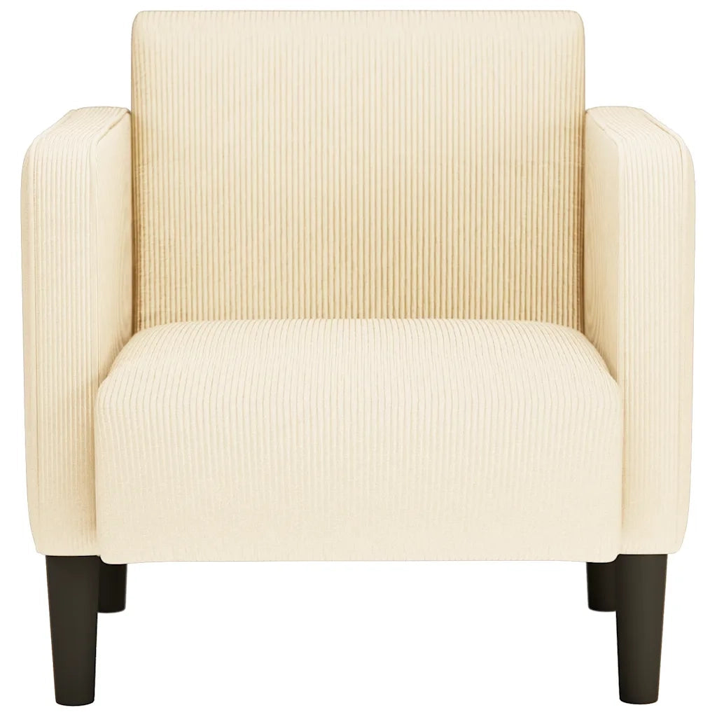 Divano Poltrona | Sedia con Braccioli Crema 54 cm Tessuto a Coste