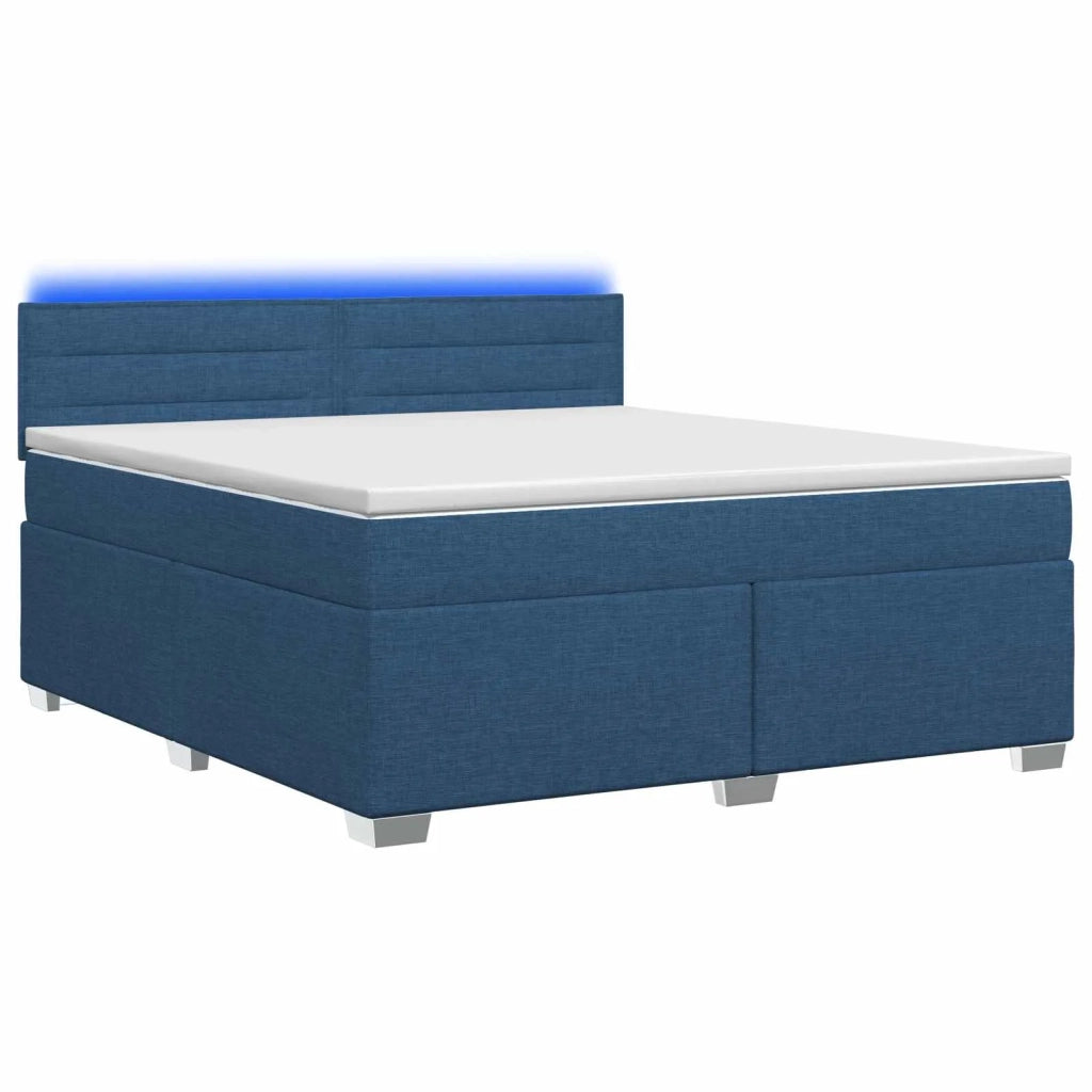 Letto con Box Spring, Materasso e LED Blu 180 x 200 cm Tessuto 3452000