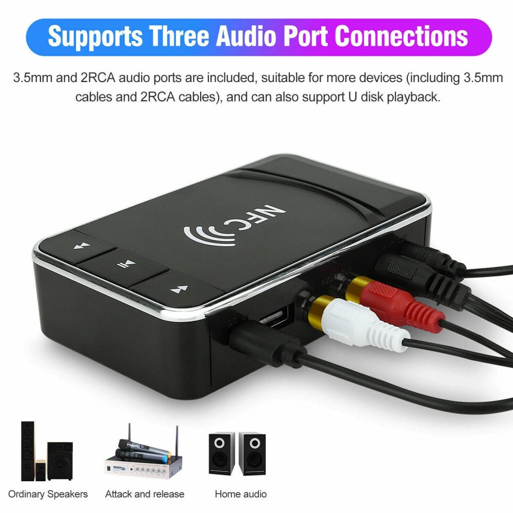 Trade Shop - Trasmettitore Ricevitore Bluetooth 5.0 Aux 3,5mm Nfc A Rca Adattatore Audio Usb -