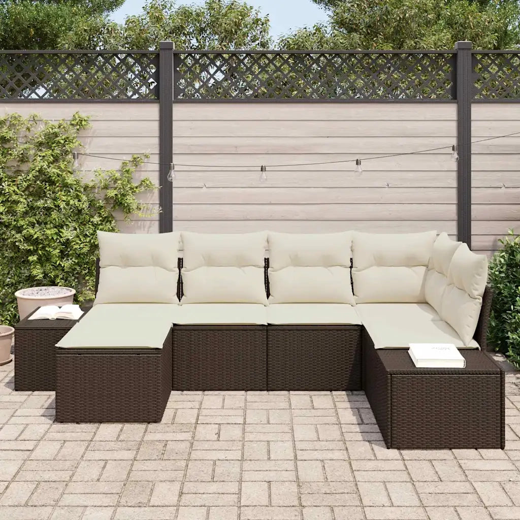 Set Divano da Giardino 6 pcs Marrone e Crema polyrattan 3347128
