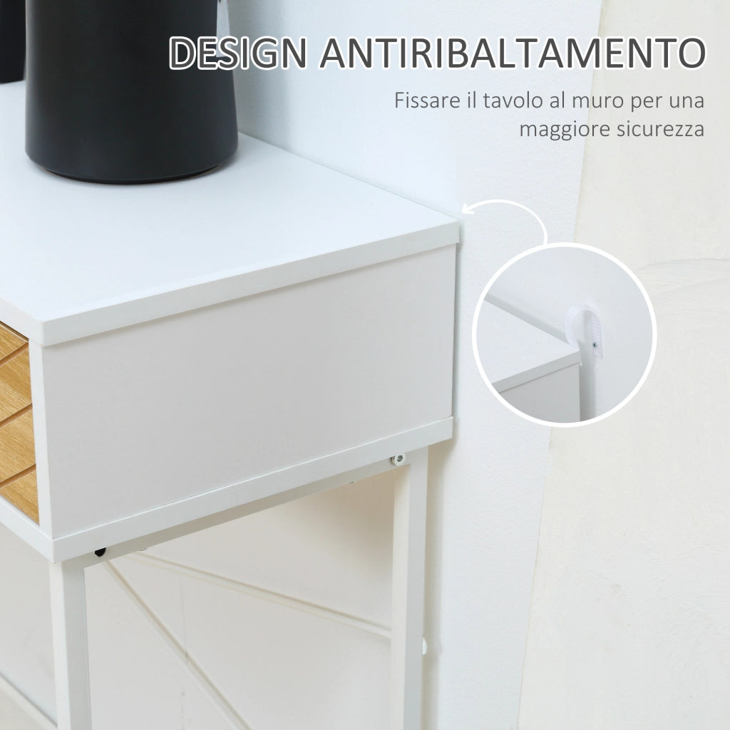 Consolle con 2 Cassetti ¨C Minimal ¨C Bianco Metallo 100x30x75cm