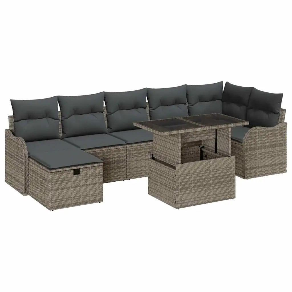 Set Divano da Giardino con cuscino 8 pcs Grigio Poly Rattan 3361058