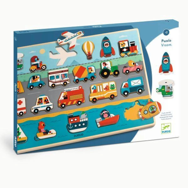 Puzzle educativo,Veicoli,Djeco,Eta 2+