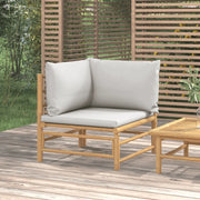 Divano Angolare da Giardino con Cuscini Grigio Chiaro Bambù 362278