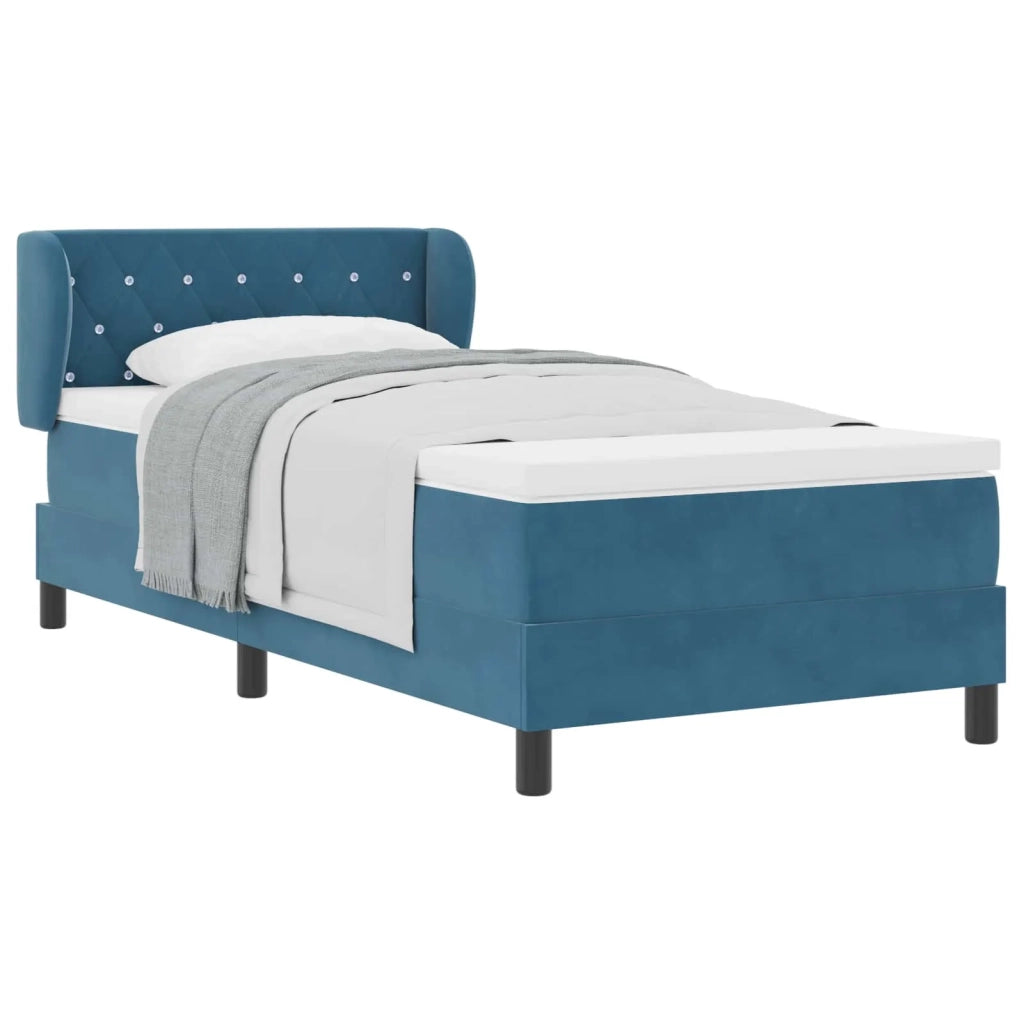 Letto a molle con testiera Blu scuro 90 x 200 cm Velluto 3340320