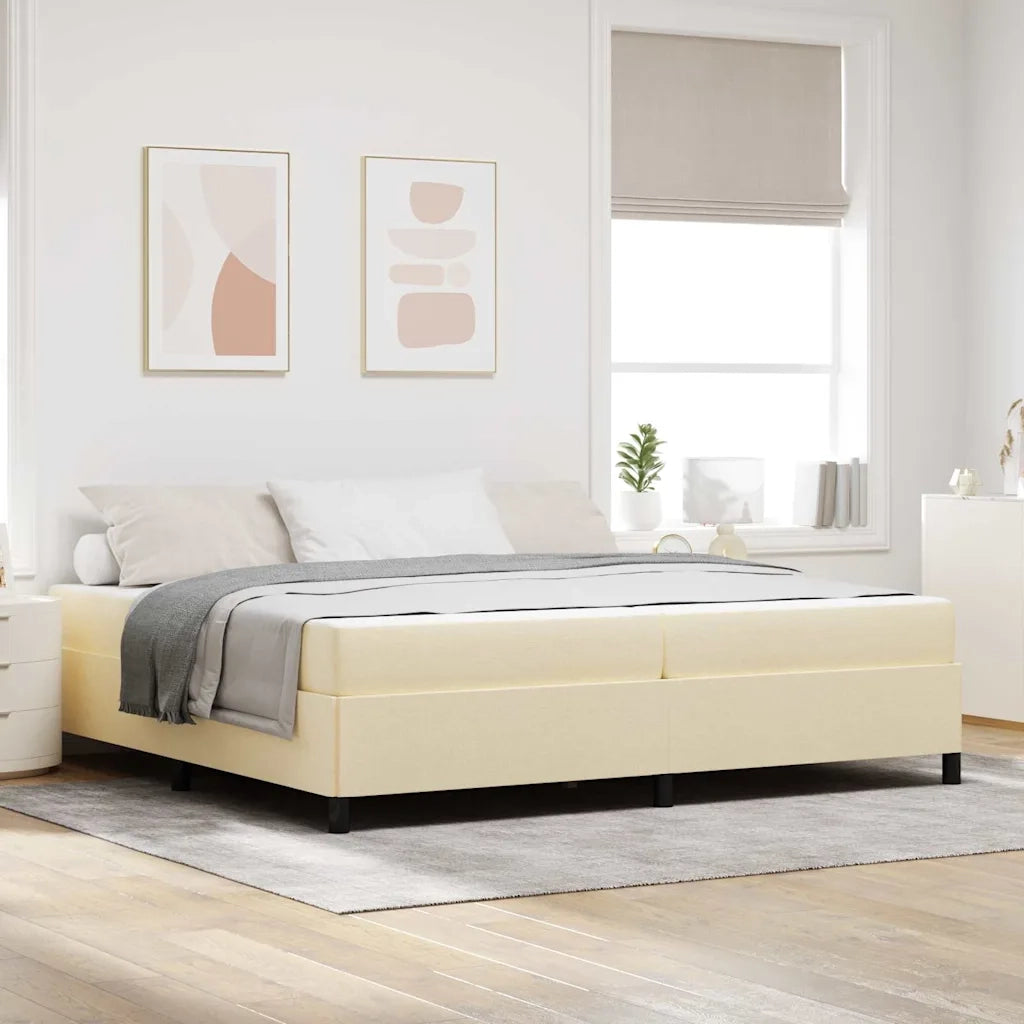 Letto a molle con materasso Crema 200 x 200 cm Tessuto 3398890