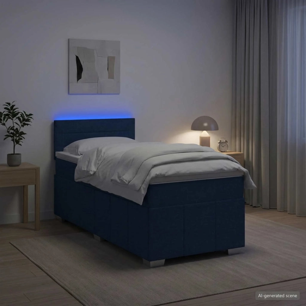 Letto box spring con materasso Blu 100 x 200 cm Tessuto 3452606