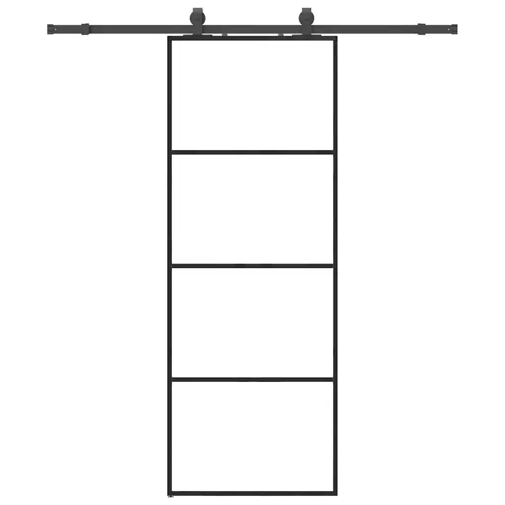 Porta Scorrevole con Ferramenta Nera 76x205 cm in Vetro ESG 3375796