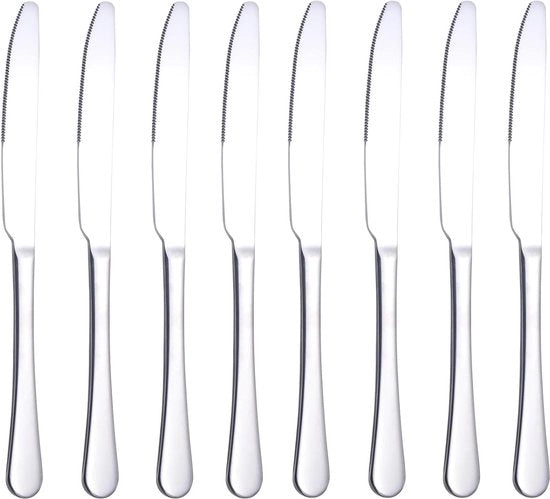 Set di forchette e coltelli in acciaio inossidabile per pizza 8 pezzi 232 cm.