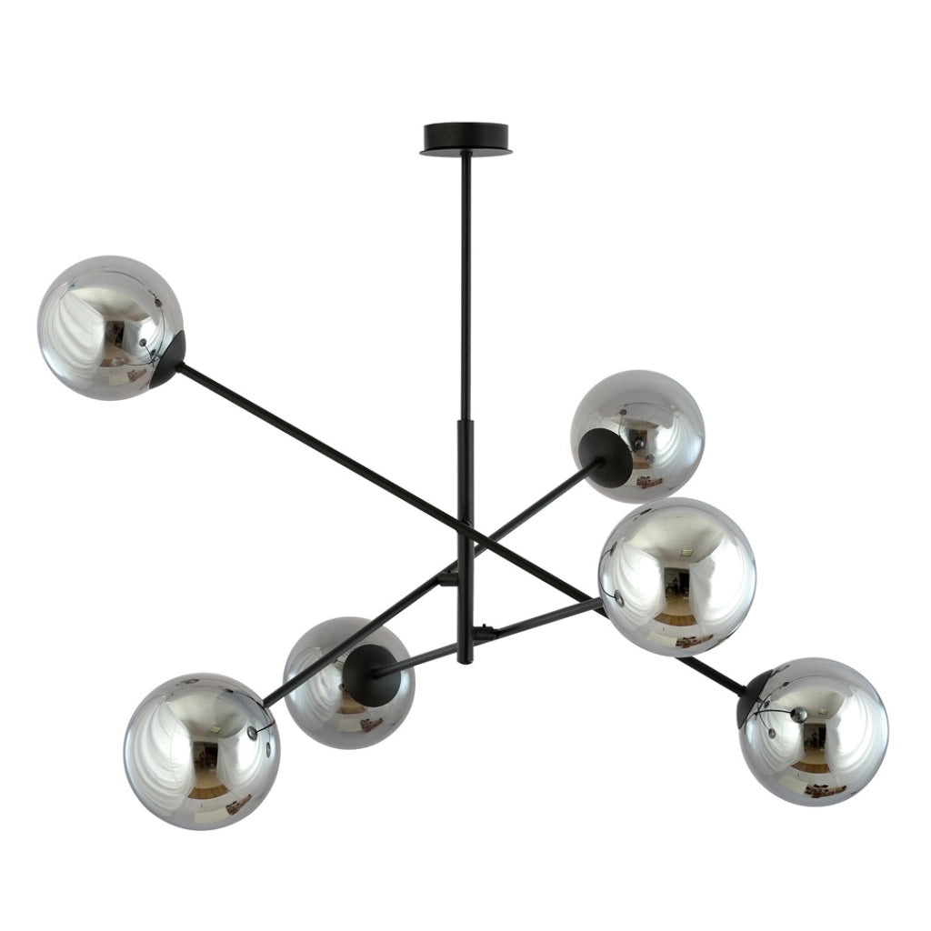 Lampadario Emibig Linear 6xE14 nero/cromo 102cm dimmerabile