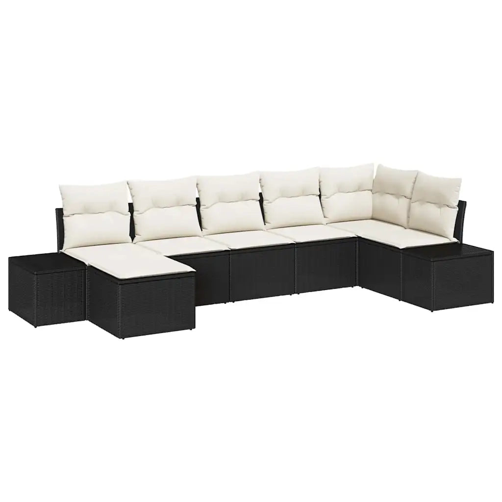 Set Divano da Giardino con cuscino 7 pcs Nero polyrattan 3347147
