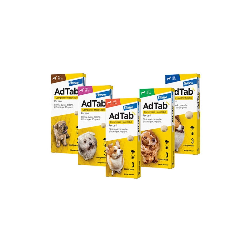 Compresse masticabili AdTab per cani 22–45 kg – 3 pz – Protezione mensile antiparassitaria