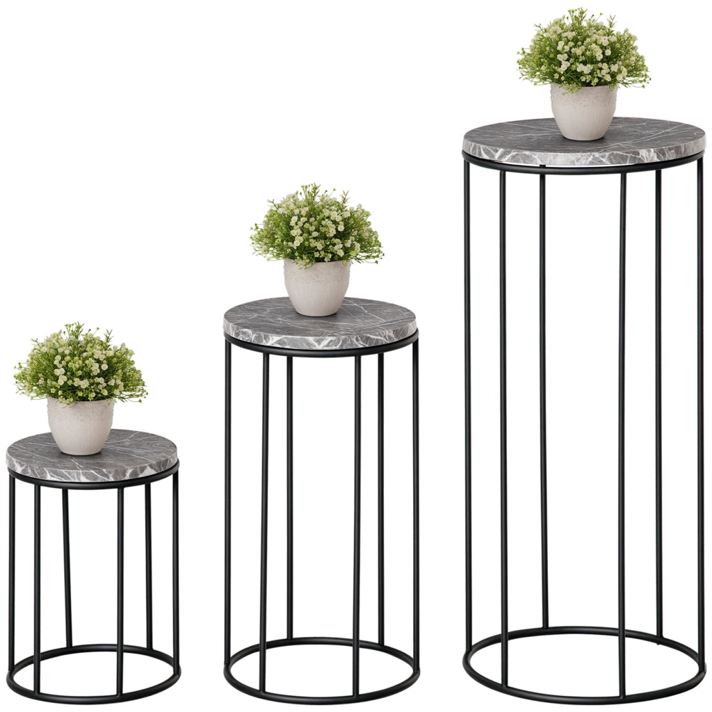 Tavolino da caff¨¨ ¨C Minimal ¨C nero, grigio, metallo, effetto marmo