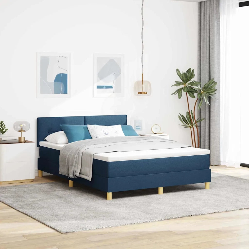 Letto a Sorgente LED con materasso Blu 140 x 200 cm Tessuto