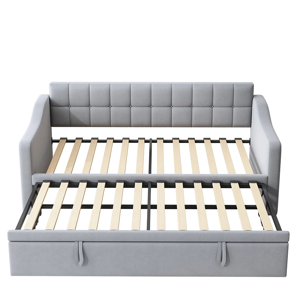 Divano letto 2 in 1 - Xylo - 90/180 cm velluto grigio chiaro
