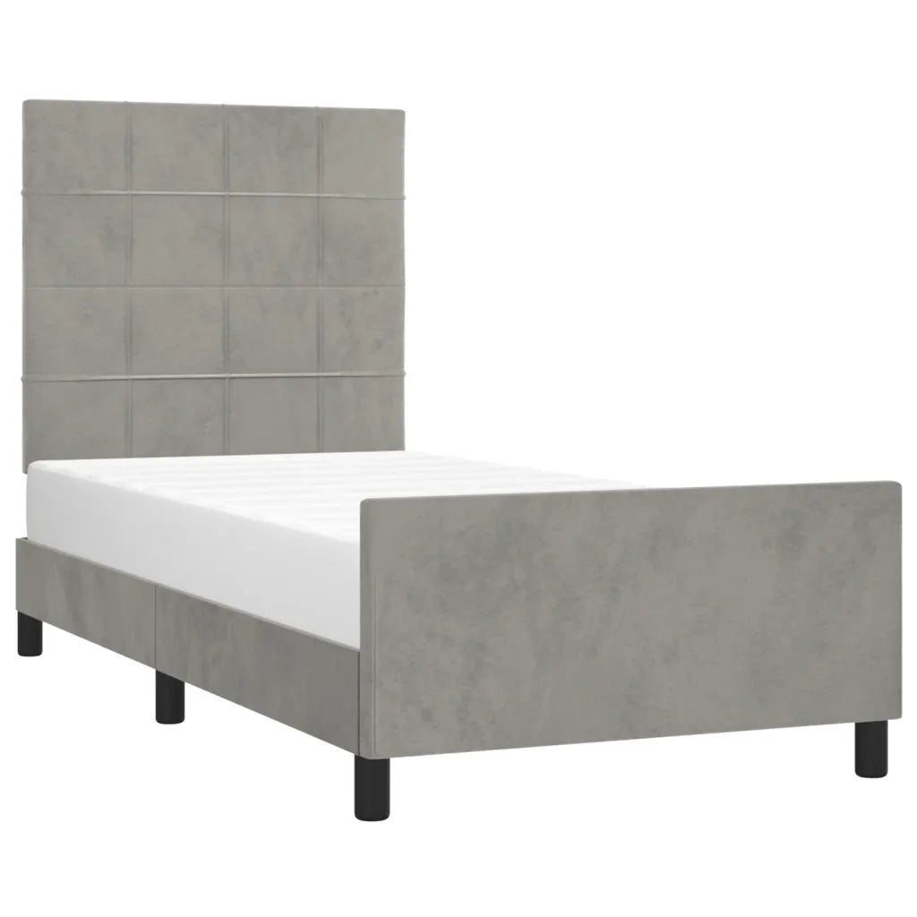 Giroletto senza Materasso Grigio Chiaro 90x190 cm Velluto 3125727