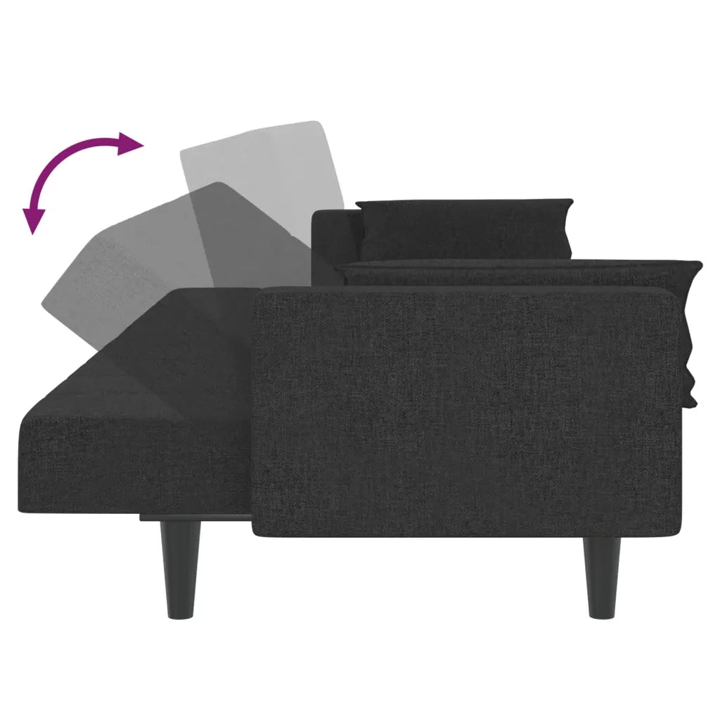Divano Letto a 2 Posti con 2 Cuscini-Sofa Letto 2 Posti-Daybed Nero in Tessuto 304871