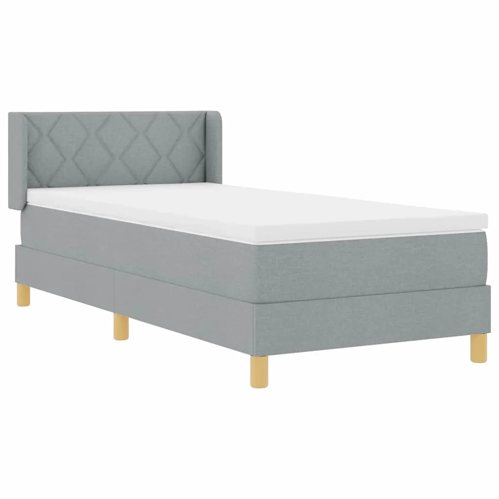 Letto a molle con testiera Grigio chiaro 200 x 90 cm Poliestere