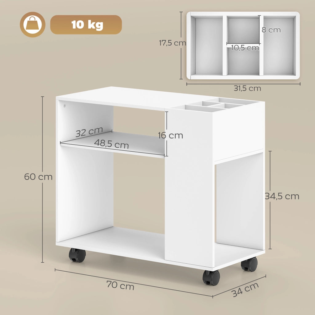 Scrivania per computer con cassetti ¨C zephmum ¨C 70x34x60 cm bianco