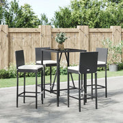 Set Bar da Giardino 5 pz con Cuscini in Polyrattan Nero 3187642