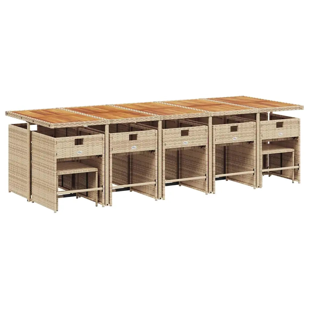 Set da Pranzo da Giardino 15 pz con Cuscini Beige in Polyrattan 3211180