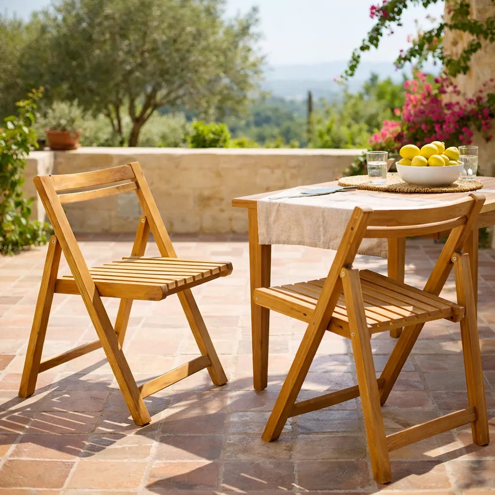 Set di 2 Sedie Pieghevoli in Legno Teak - Silla