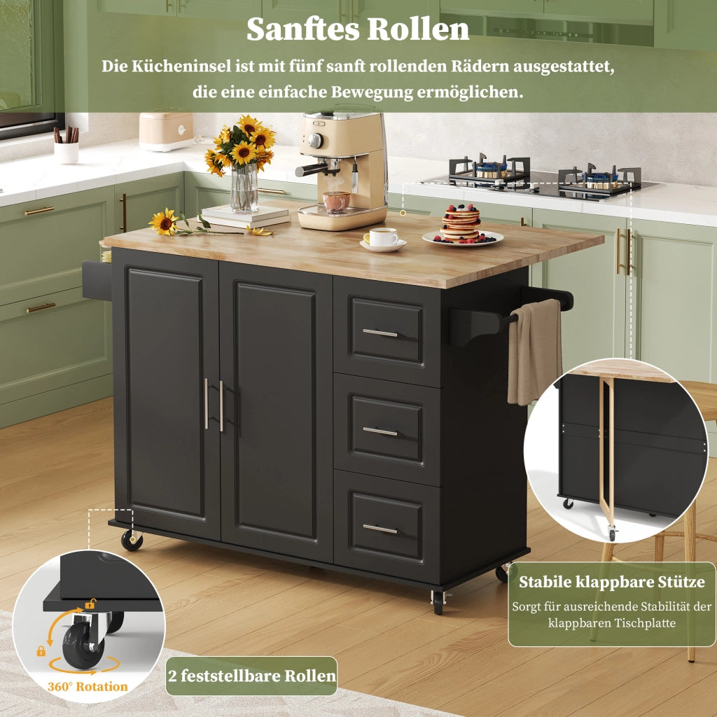 CREDENZA DA CUCINA PIEGHEVOLE 137x43(76)x92 CM NERA IN MDF