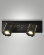 MODO  SPOT NERO 2 LUCI ALLUMINIO SPAZZOLATO ORIENTABILE  ATTACCO GU10 IP20