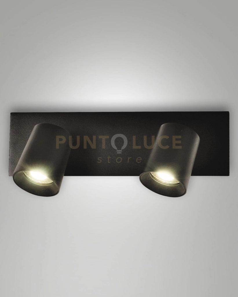 MODO  SPOT NERO 2 LUCI ALLUMINIO SPAZZOLATO ORIENTABILE  ATTACCO GU10 IP20