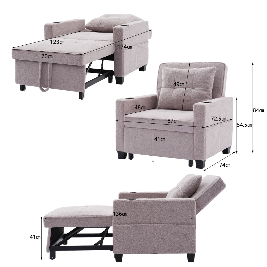 Divano letto estraibile 3 in 1 - Zephmum- Con porta bicchieri e USB
