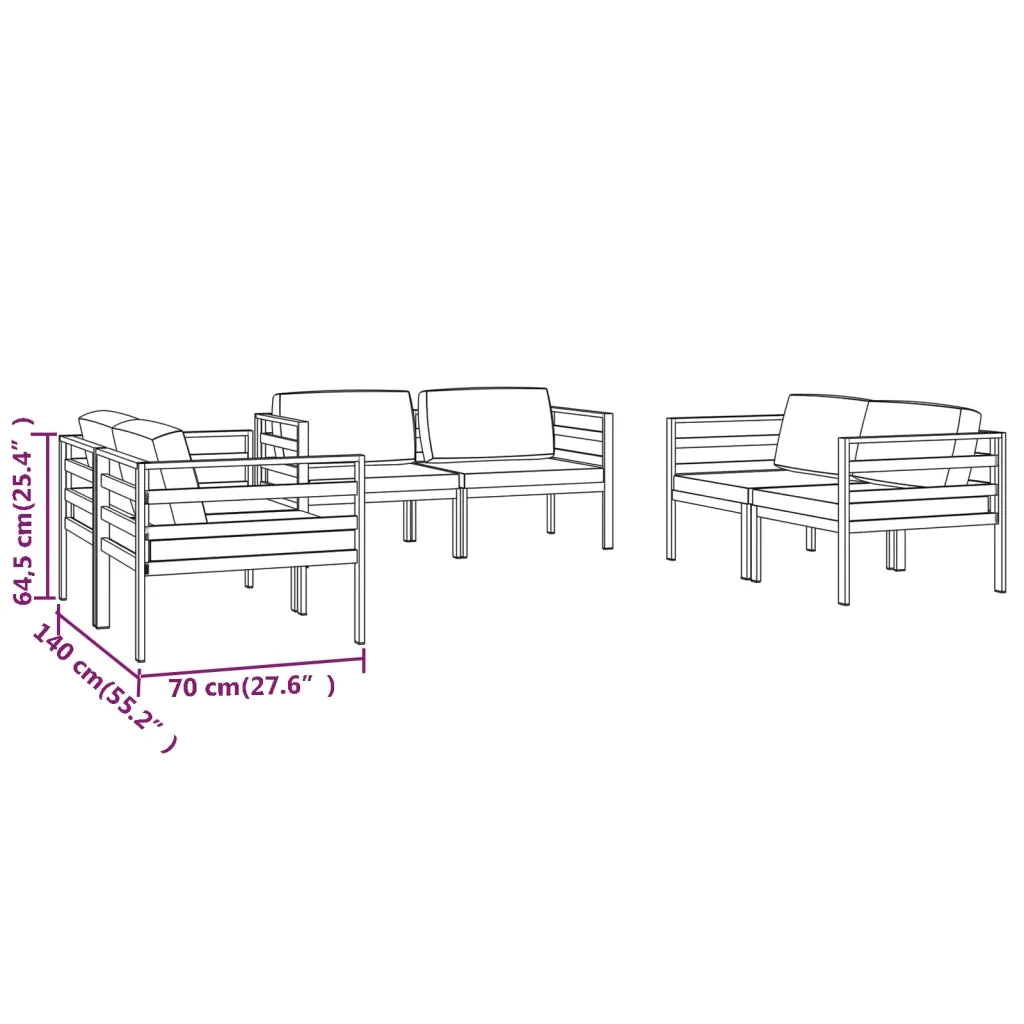 Set Divani da Giardino 6 pz con Cuscini in Alluminio Antracite 3107800